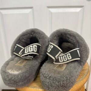 UGG Charcoal Fluffy Slides